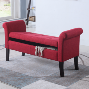 red fabric bench