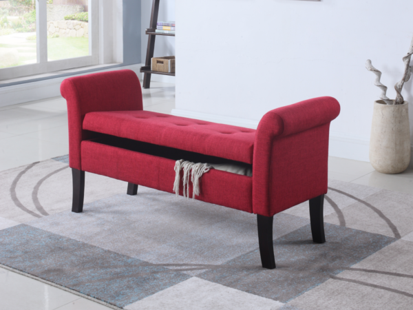 red fabric bench