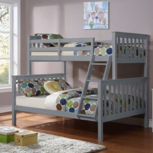 grey wooden bunk bed