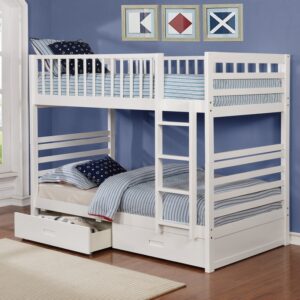 white wooden bunk bed