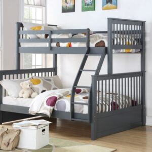 grey wooden bunk bed