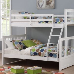 white wooden bunk bed