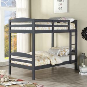 grey wooden bunk bed