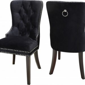 Black Velvet Dining Chair With Nail Head Details