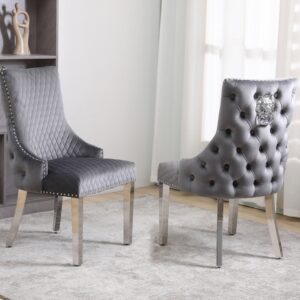 grey velvet dinning chair