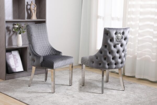 grey velvet dinning chair
