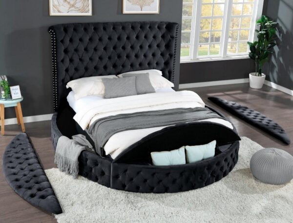 black velvet fabric storage bed