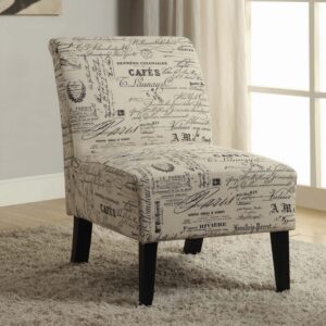 beige fabric accent chair