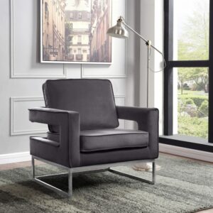 grey velvet accent chair